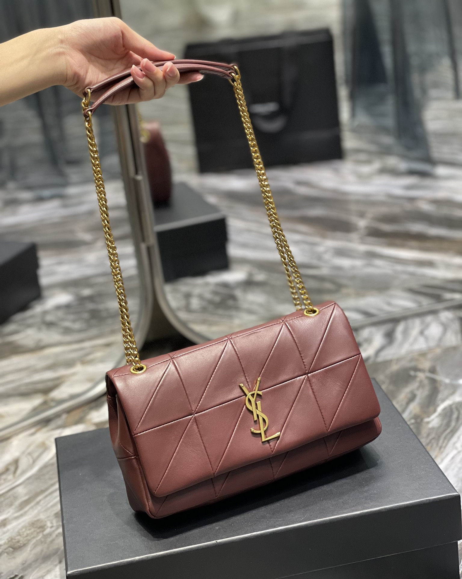 Ysl JAMIE Handbag 515821 Wine Red-Gold